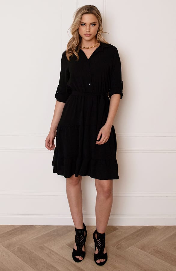 Laagjes Strik Jurk Rina Zwart – shoparchief — foto 6