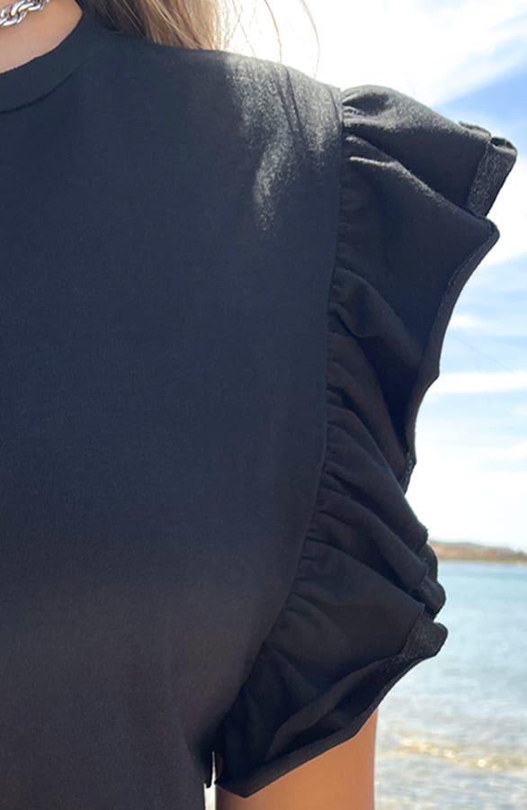 Lange Ruffle Jurk Met Split Fae Zwart – shoparchief — foto 5