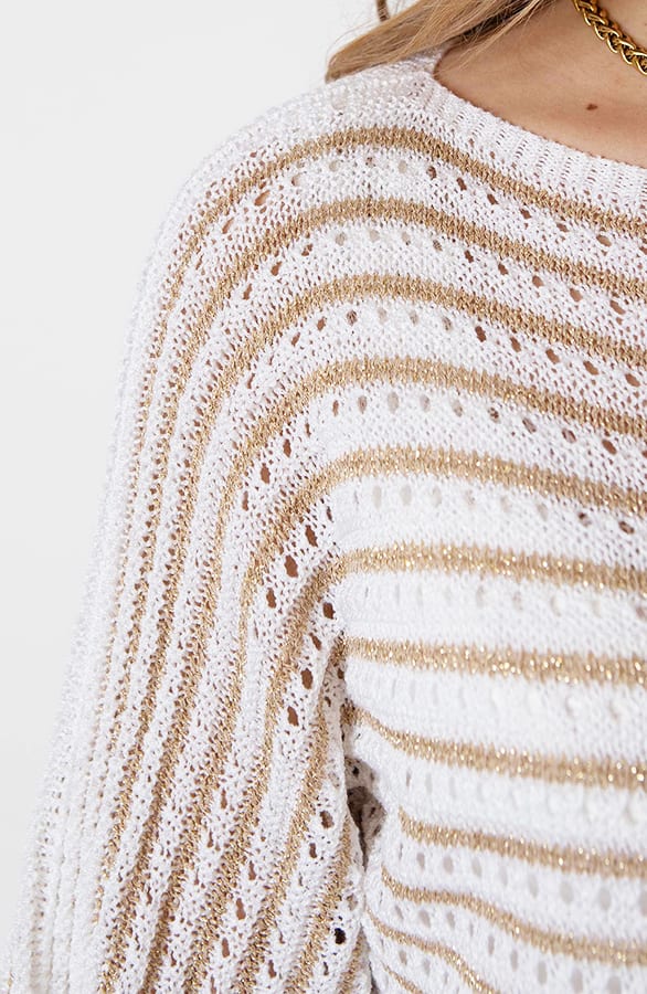 Lurex Stripe Top Fabienne Ecru Goud – shoparchief — foto 4