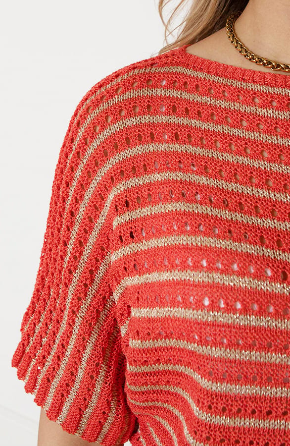 Lurex Stripe Top Fabienne Koraal Goud – shoparchief — foto 5