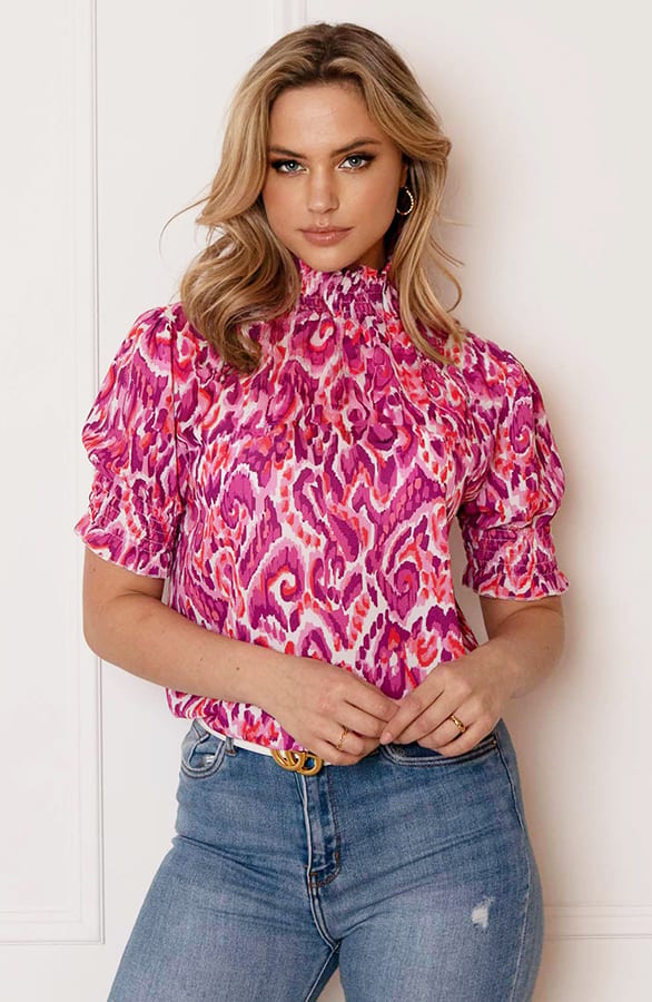 Lynn Top Print Fuchsia – shoparchief