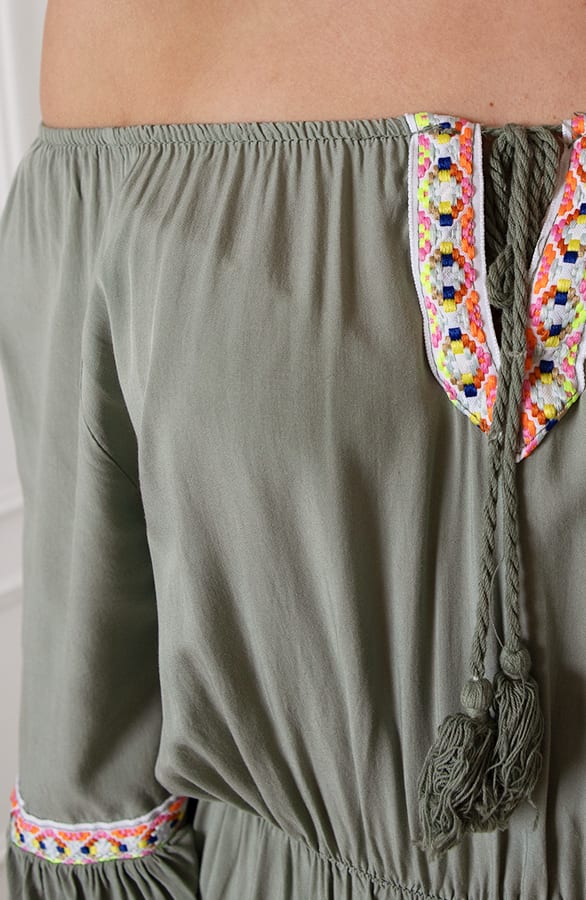 Maxi Offshoulder Jurk Laila Army – shoparchief — foto 7