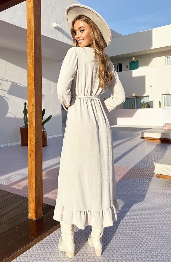 Maxi Strik Jurk Elize Beige – shoparchief — foto 6