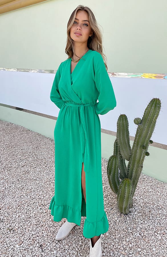 Maxi Strik Jurk Elize Bright Green – shoparchief — foto 2