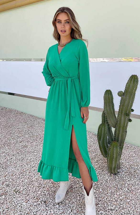 Maxi Strik Jurk Elize Bright Green – shoparchief