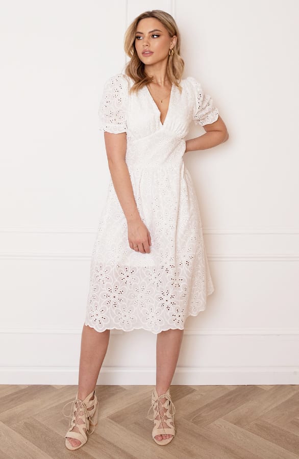 Midi V-hals Jurk Macy Ecru – shoparchief — foto 7