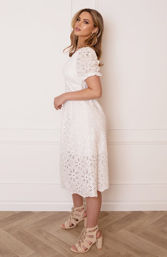 Midi V-hals Jurk Macy Ecru – shoparchief — foto 8