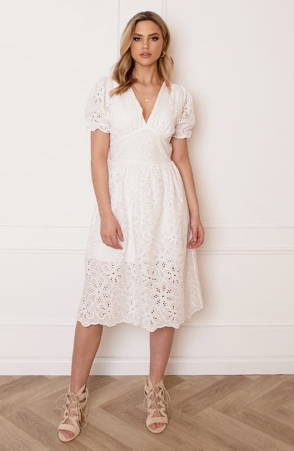 Midi V-hals Jurk Macy Ecru – shoparchief — foto 6