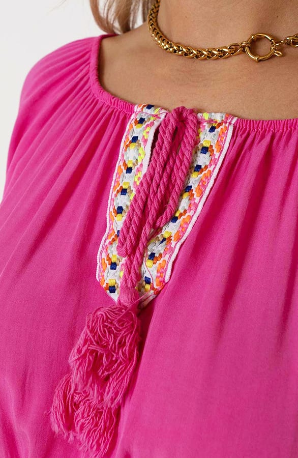 Offshoulder Jurk Laila Fuchsia – shoparchief — foto 6
