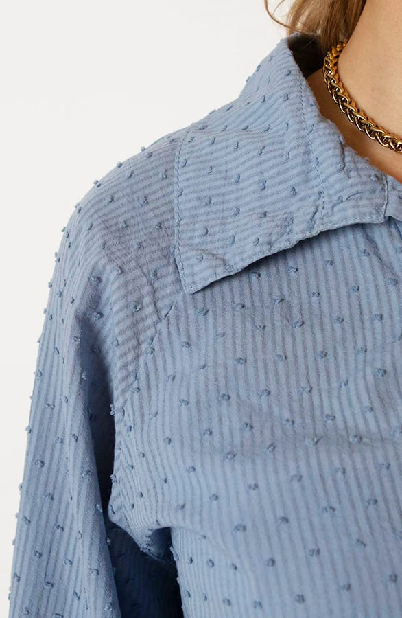 Oversized Detail Blouse Tirza Jeansblauw – shoparchief — foto 7