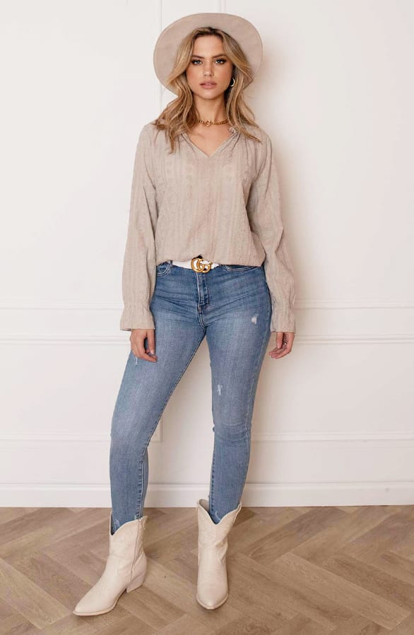 Oversized Detailed Blouse Carice Beige – shoparchief — foto 7
