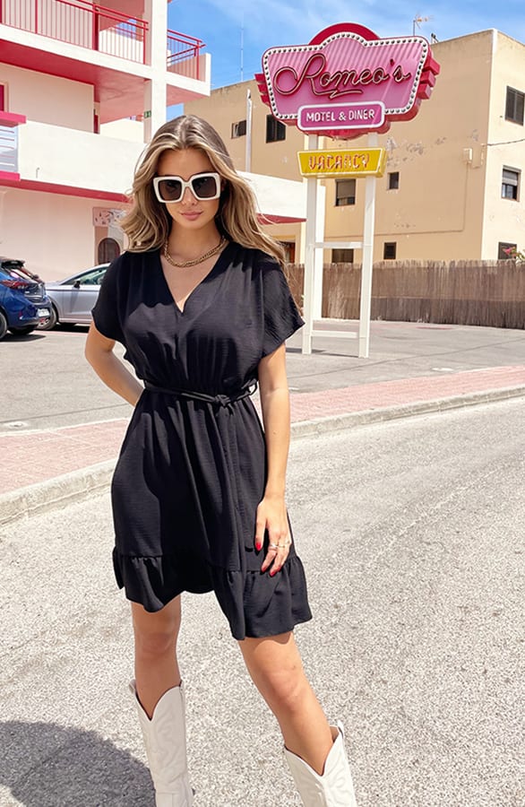 Ruches Jurk Mandy Zwart – shoparchief — foto 3