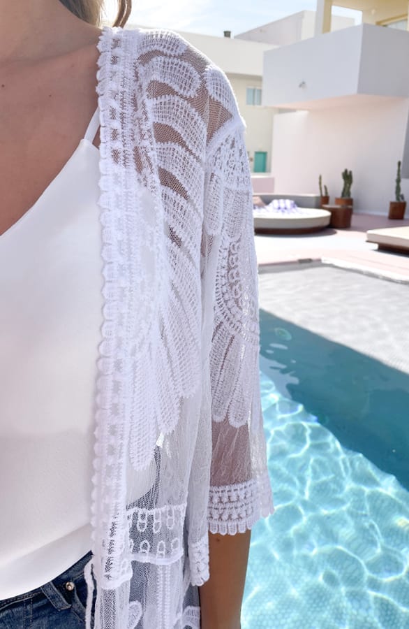 Strandkaftan Geborduurd Bonita Wit – shoparchief — foto 11