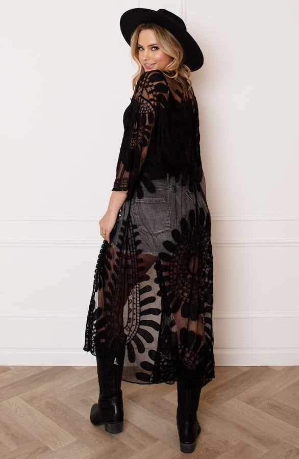 Strandkaftan Geborduurd Bonita Zwart – shoparchief — foto 3