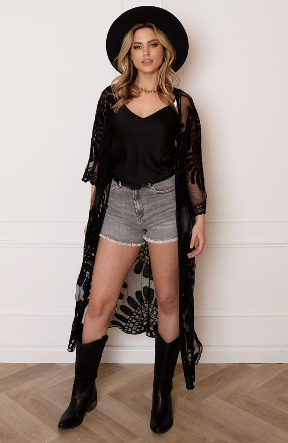 Strandkaftan Geborduurd Bonita Zwart – shoparchief — foto 6