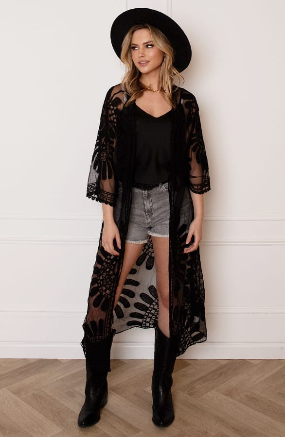 Strandkaftan Geborduurd Bonita Zwart – shoparchief — foto 2