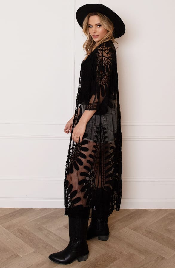 Strandkaftan Geborduurd Bonita Zwart – shoparchief — foto 4