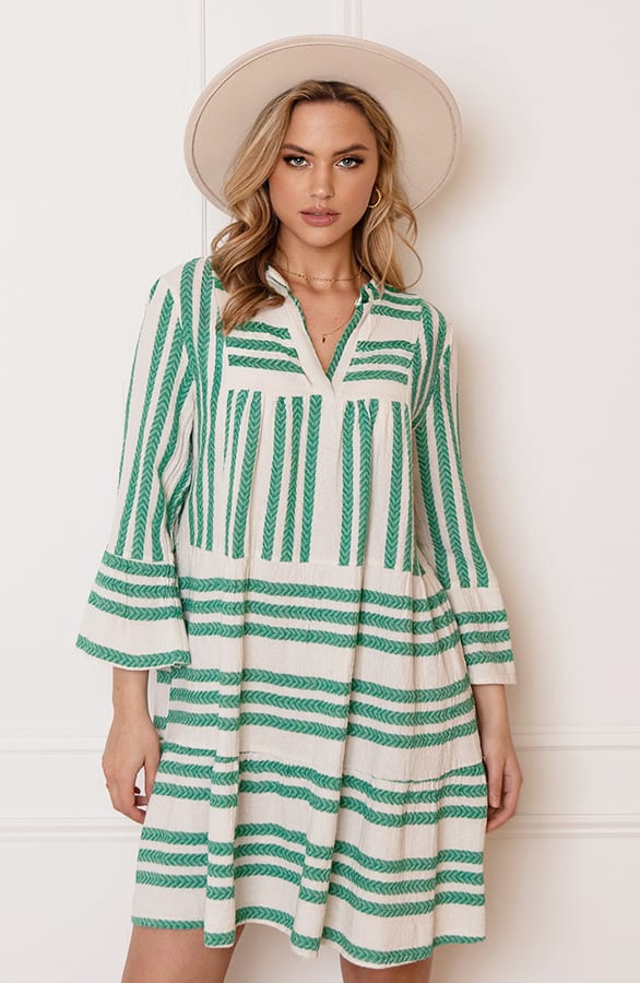 Strepen Kelim Tuniek Lien Bright Green – shoparchief — foto 2
