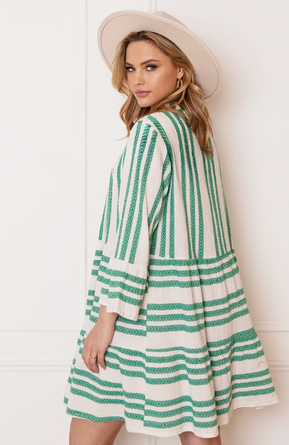 Strepen Kelim Tuniek Lien Bright Green – shoparchief — foto 3