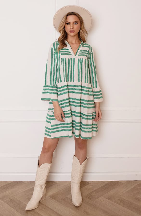 Strepen Kelim Tuniek Lien Bright Green – shoparchief — foto 5