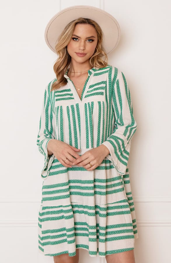 Strepen Kelim Tuniek Lien Bright Green – shoparchief