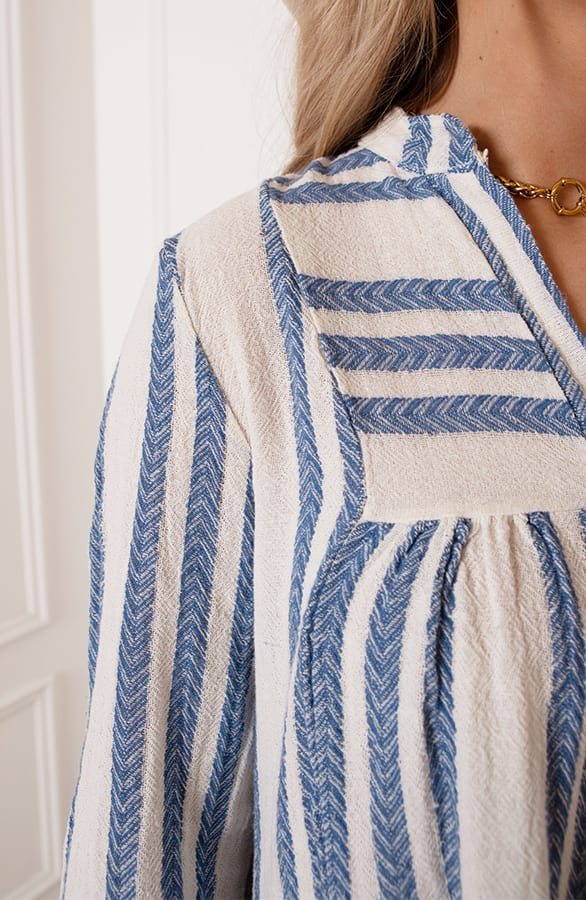 Strepen Kelim Tuniek Lien Jeansblauw – shoparchief — foto 5