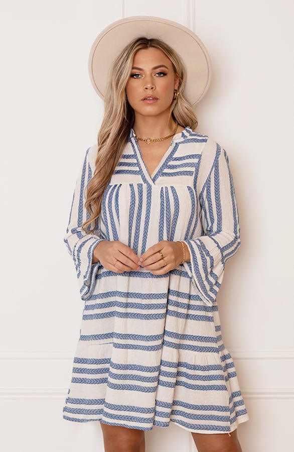 Strepen Kelim Tuniek Lien Jeansblauw – shoparchief — foto 2