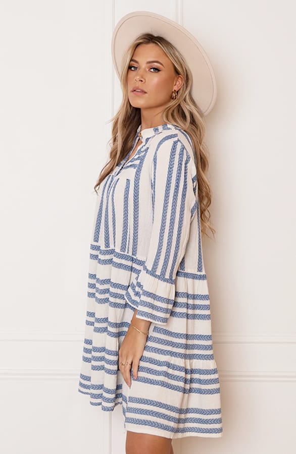 Strepen Kelim Tuniek Lien Jeansblauw – shoparchief — foto 3