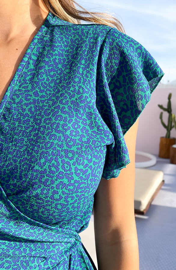 Strik Jurk Panterprint Jade Kobalt – shoparchief — foto 5
