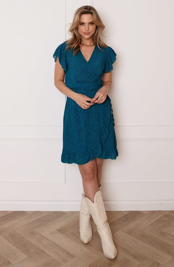 Strik Jurk Panterprint Jade Kobalt – shoparchief — foto 13