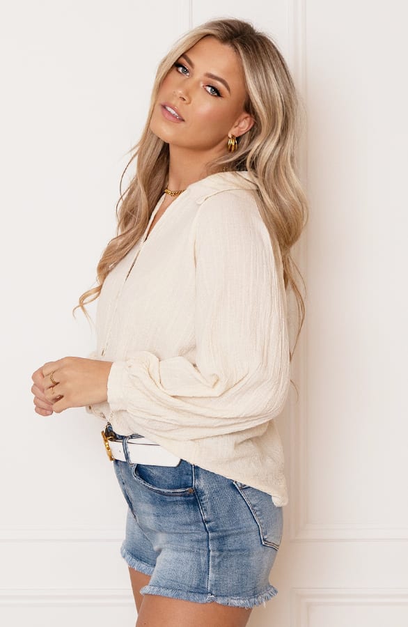 Trendy Cotton Blouse Jane Beige – shoparchief — foto 3