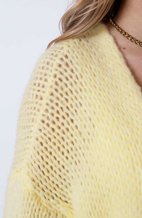 Trendy Vest Gebreid Skye Pastel Geel – shoparchief — foto 5