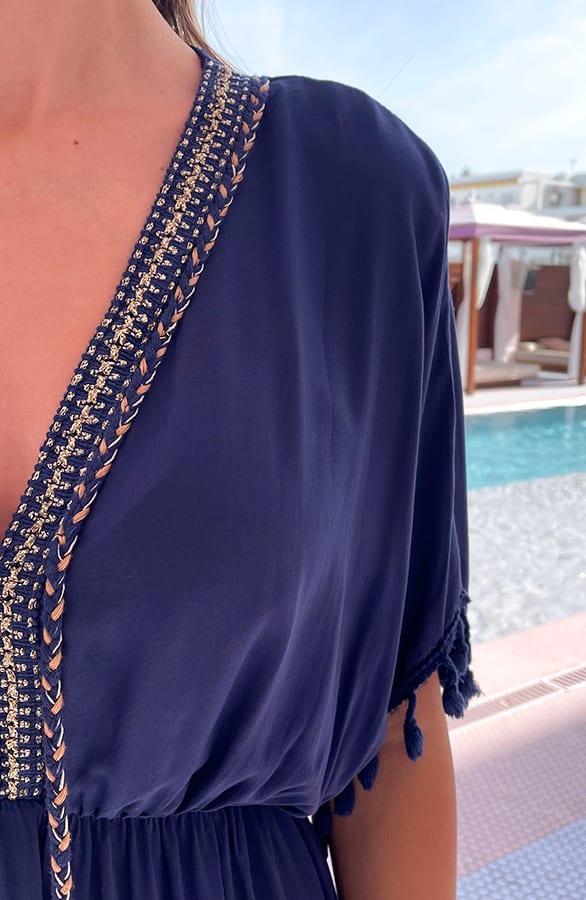 V-hals Lurex Jurk Maris Marine – alle jurkjes — foto 3