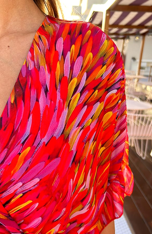 V-hals Print Dress Marrit Rood Roze – shoparchief — foto 6