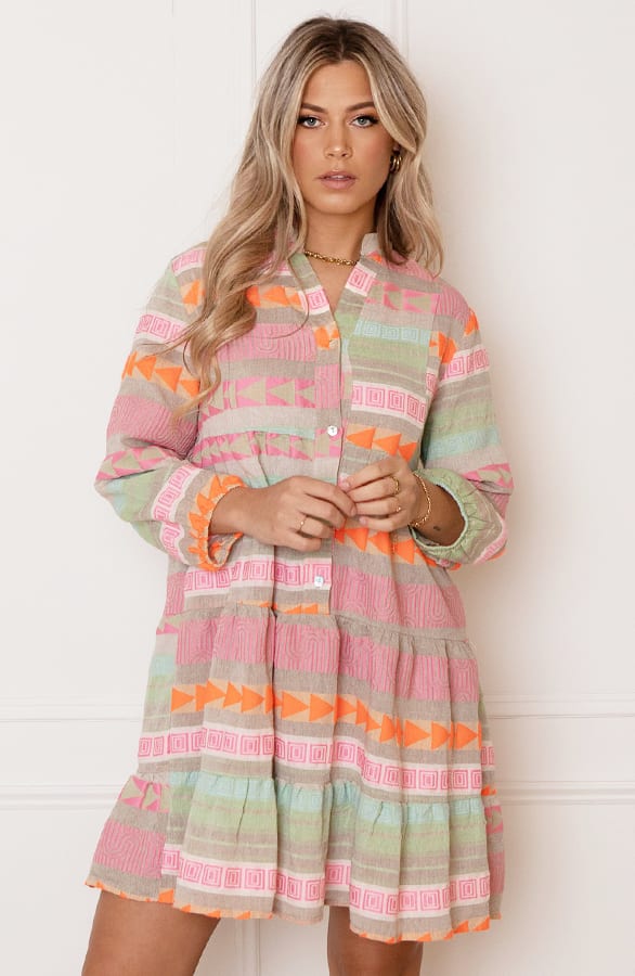 V-hals Print Tuniek Evita Multicolor – shoparchief — foto 10