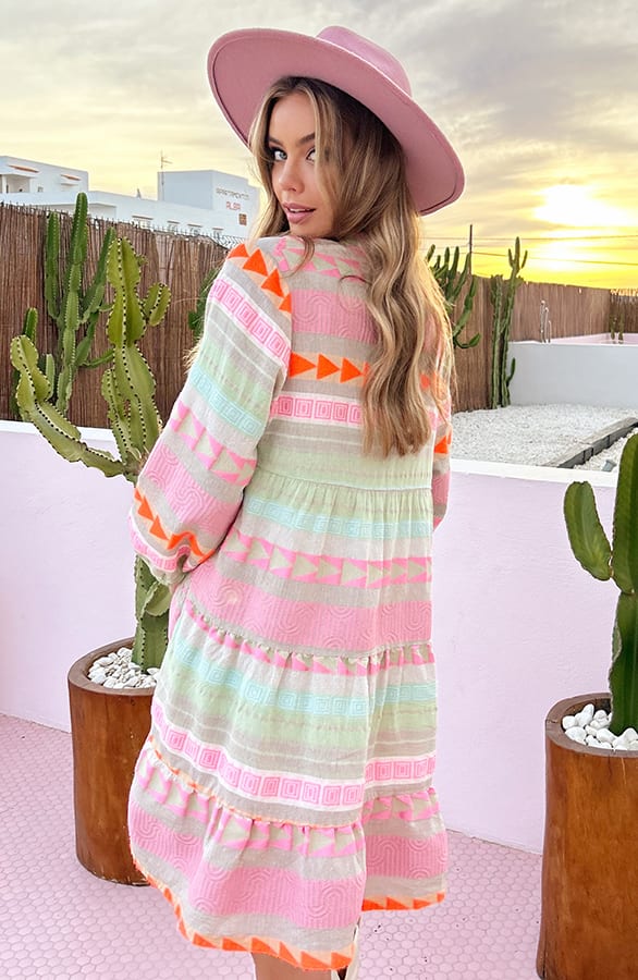 V-hals Print Tuniek Evita Multicolor – shoparchief — foto 4