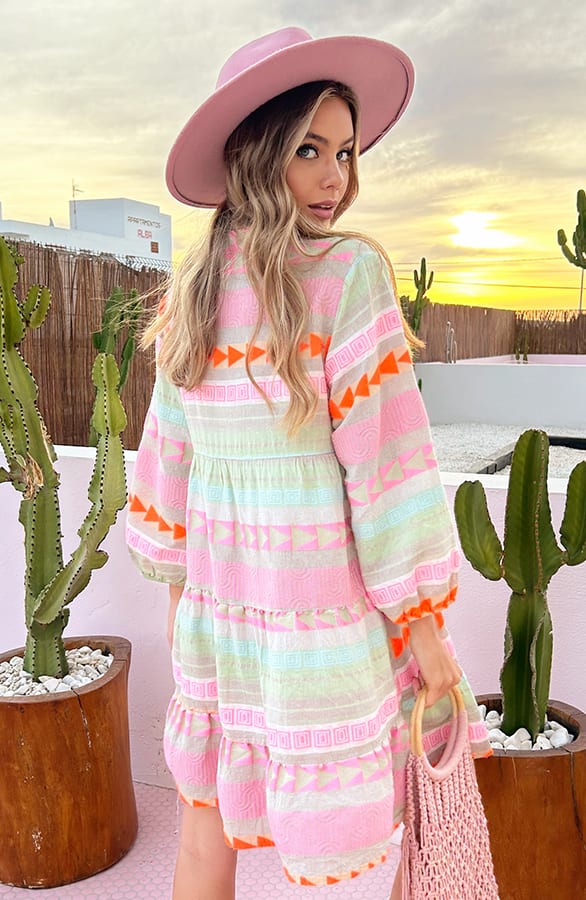 V-hals Print Tuniek Evita Multicolor – shoparchief — foto 3