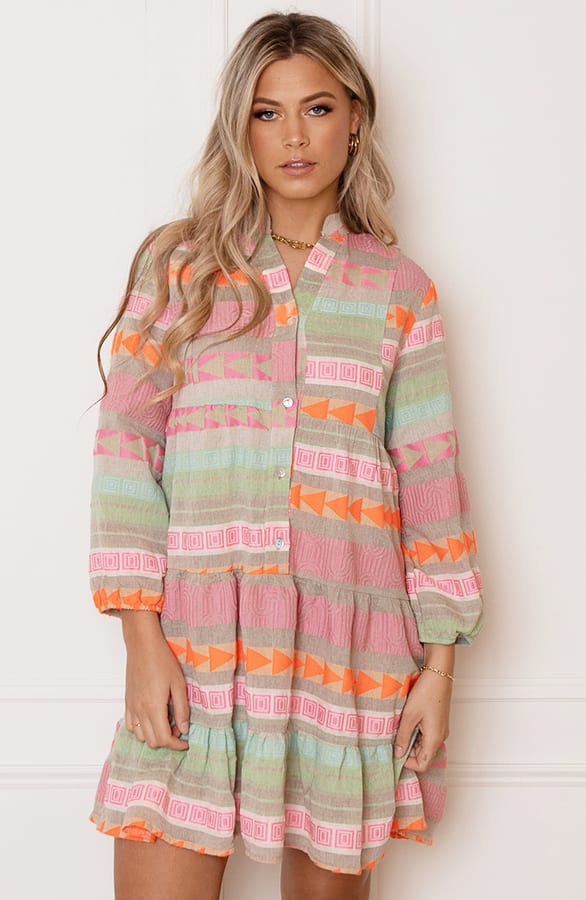 V-hals Print Tuniek Evita Multicolor – shoparchief — foto 12