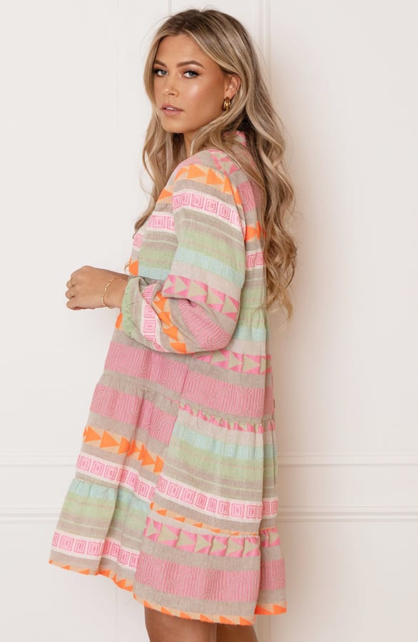 V-hals Print Tuniek Evita Multicolor – shoparchief — foto 13