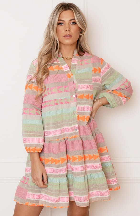 V-hals Print Tuniek Evita Multicolor – shoparchief — foto 11