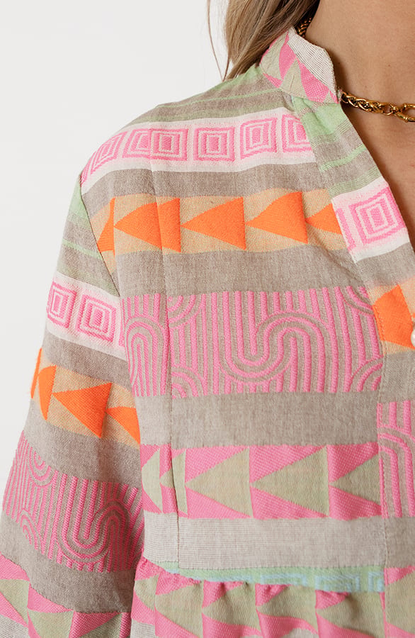 V-hals Print Tuniek Evita Multicolor – shoparchief — foto 15