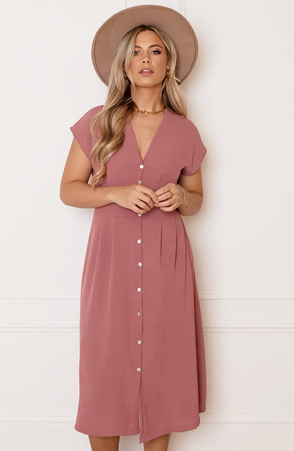 V-hals strik Jurk Fea Dust Roze – shoparchief — foto 5