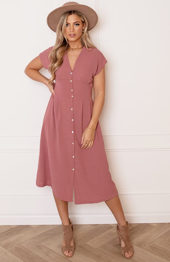 V-hals strik Jurk Fea Dust Roze – shoparchief — foto 2