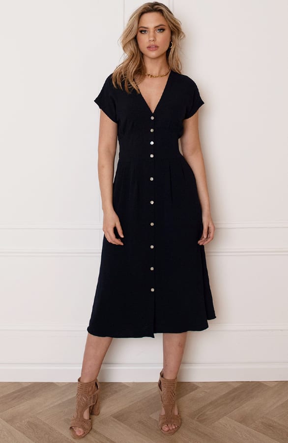 V-hals strik Jurk Fea Marine – shoparchief