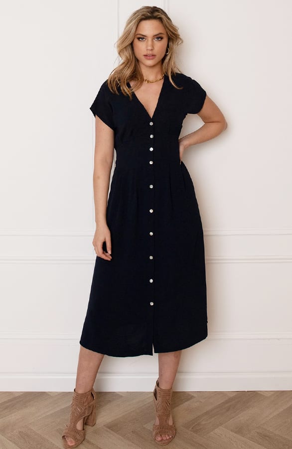 V-hals strik Jurk Fea Marine – shoparchief — foto 2