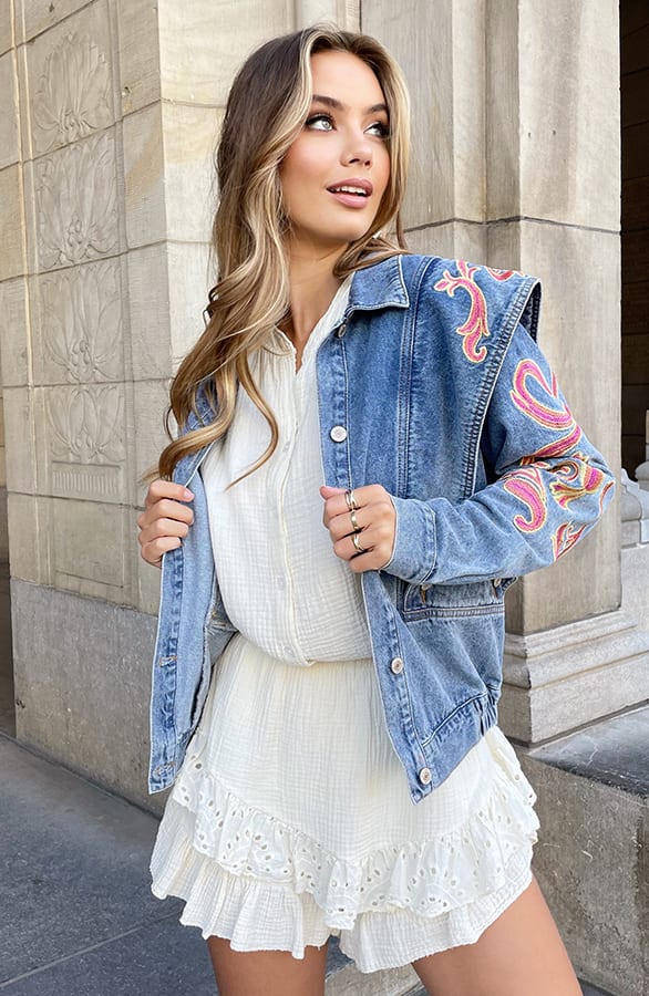 Detailed Denim Jacket Maeve Koraal – shoparchief — foto 4
