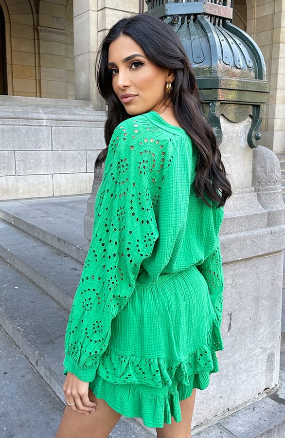 Detailed Katoenen Skort Cleo Bright Green – shoparchief — foto 4