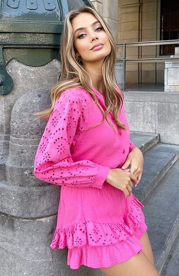 Detailed Katoenen Blouse Cleo Fuchsia – shoparchief