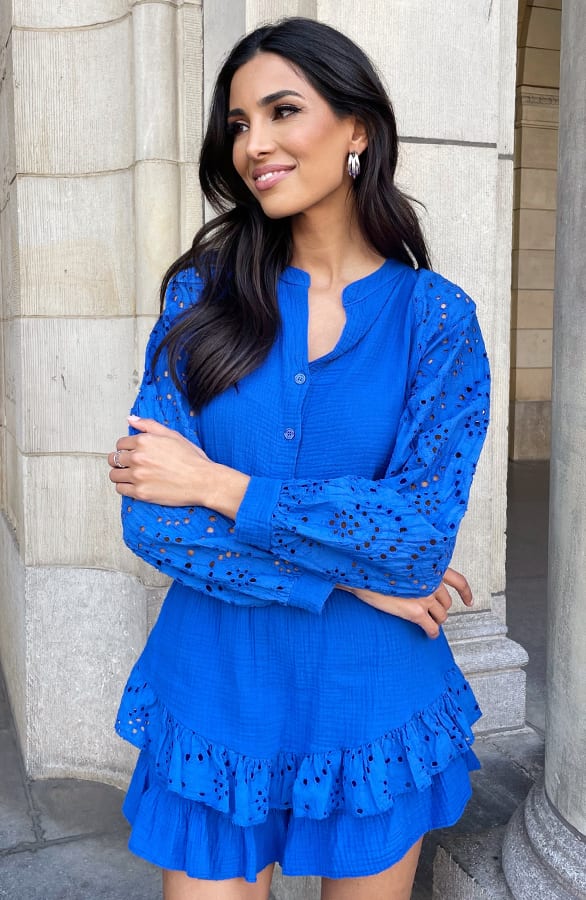 Detailed Katoenen Blouse Cleo Kobalt – shoparchief — foto 2