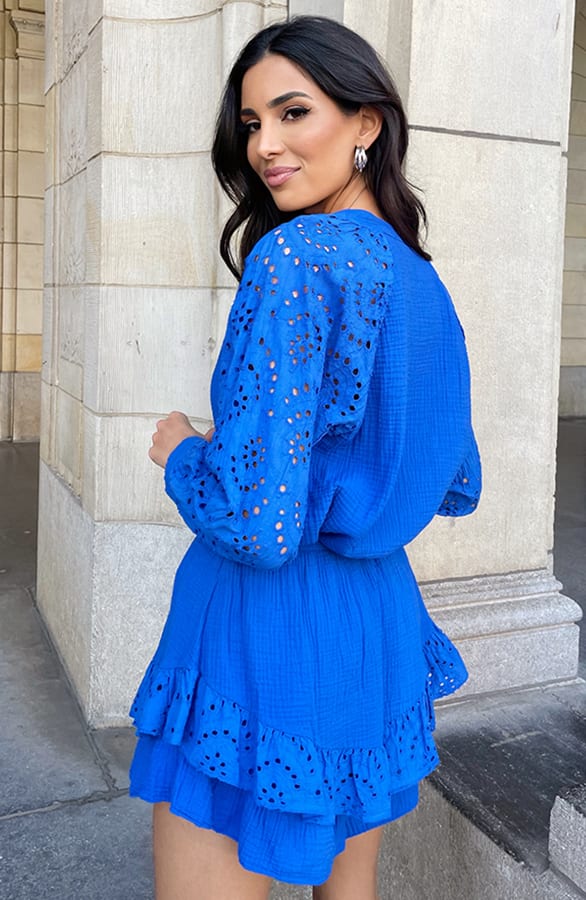 Detailed Katoenen Blouse Cleo Kobalt – shoparchief — foto 4